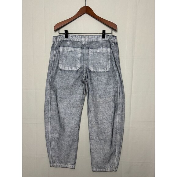 ZARA WOMENS COLLECTION TAPERED COATED MID-RISE Wide Barrel Leg Jeans Size 12 - Picture 8 of 15